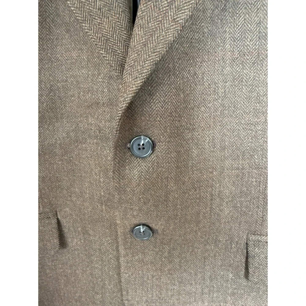 Lauren Ralph Lauren Men's Brown Herringbone Tweed Wool Sport Coat Blazer 44S